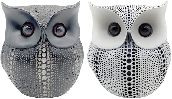 白&黒フクロウのペアオブジェ レビュー
